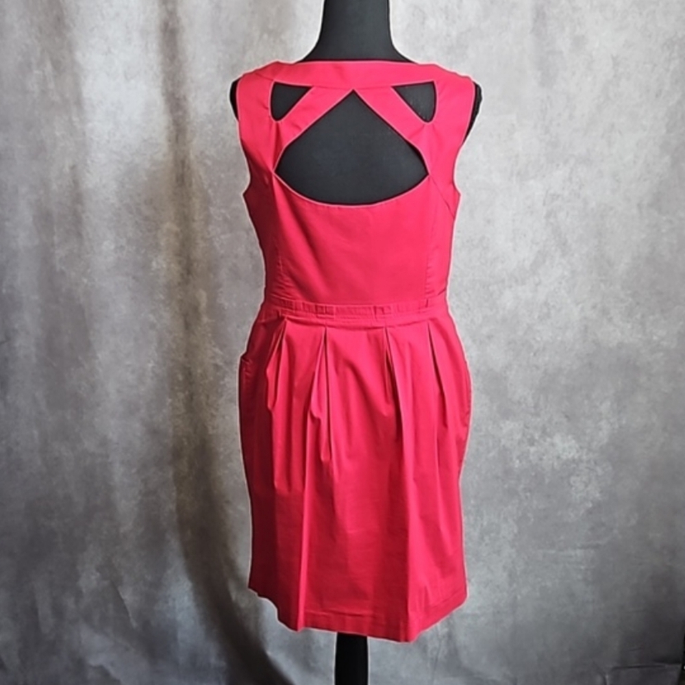 BCBGeneration Little Red Coctail Dress Cutouts Exposed Zipper Size 10 - Picture 4 of 17